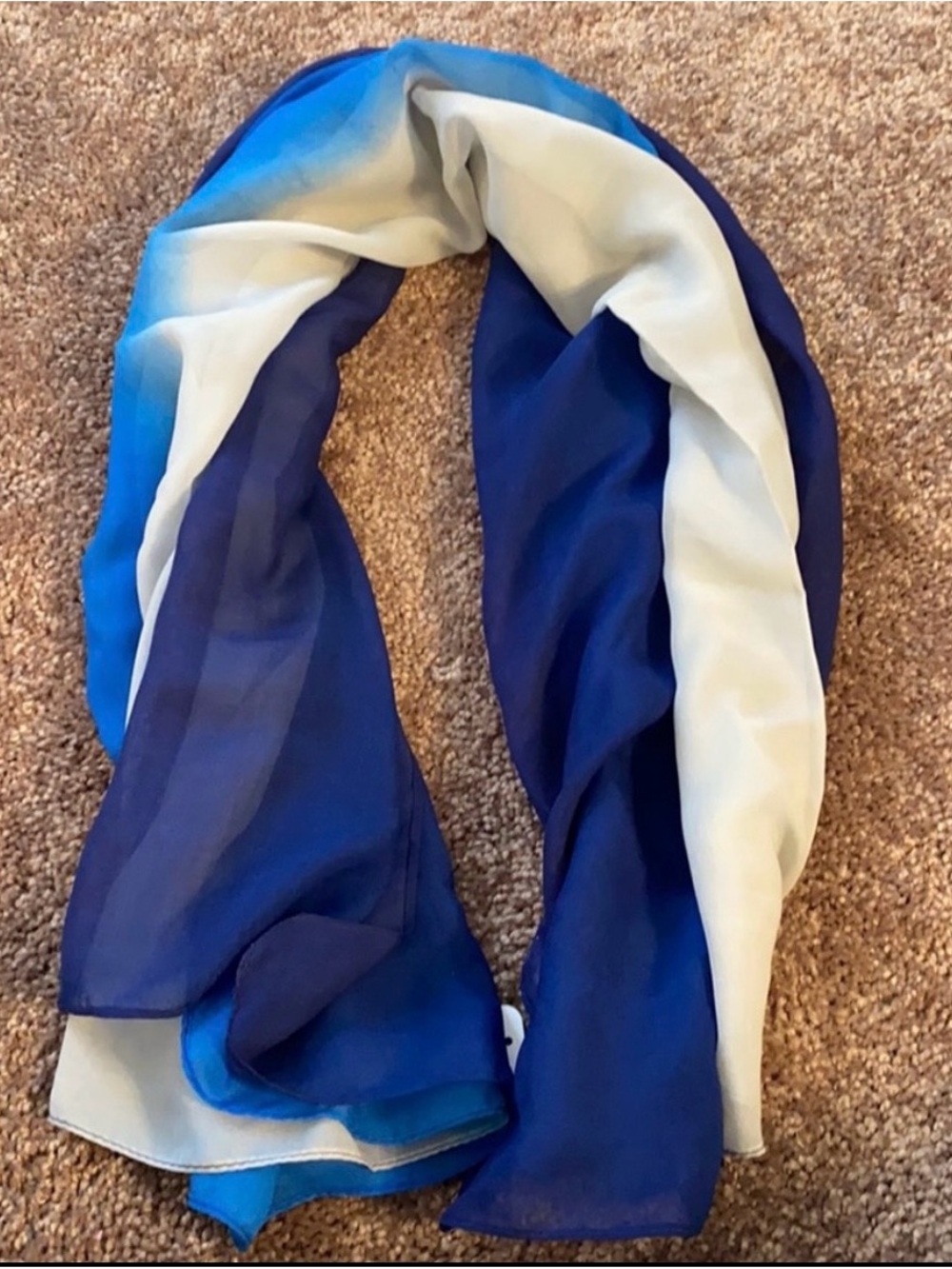 Charming Charlie Blue and Cream Ombre Chiffon Scarf